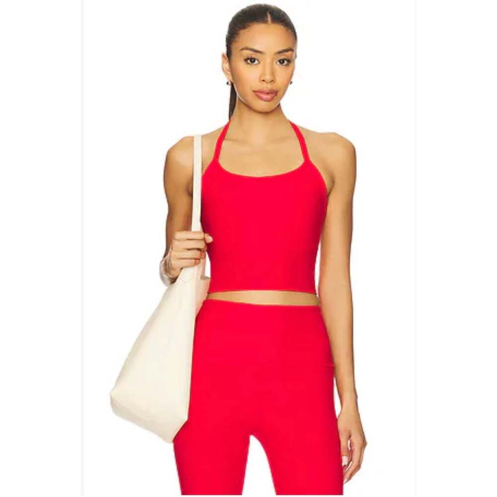 NWOT Beyond Yoga Spacedye Slim Racerback Cropped Tank Top Candy Apple Red M